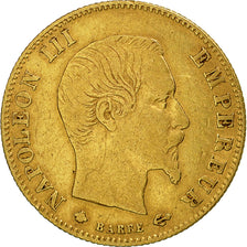 France, Napoleon III, 5 Francs, 1860, Strasbourg, VF(30-35), Gold, KM 787.2