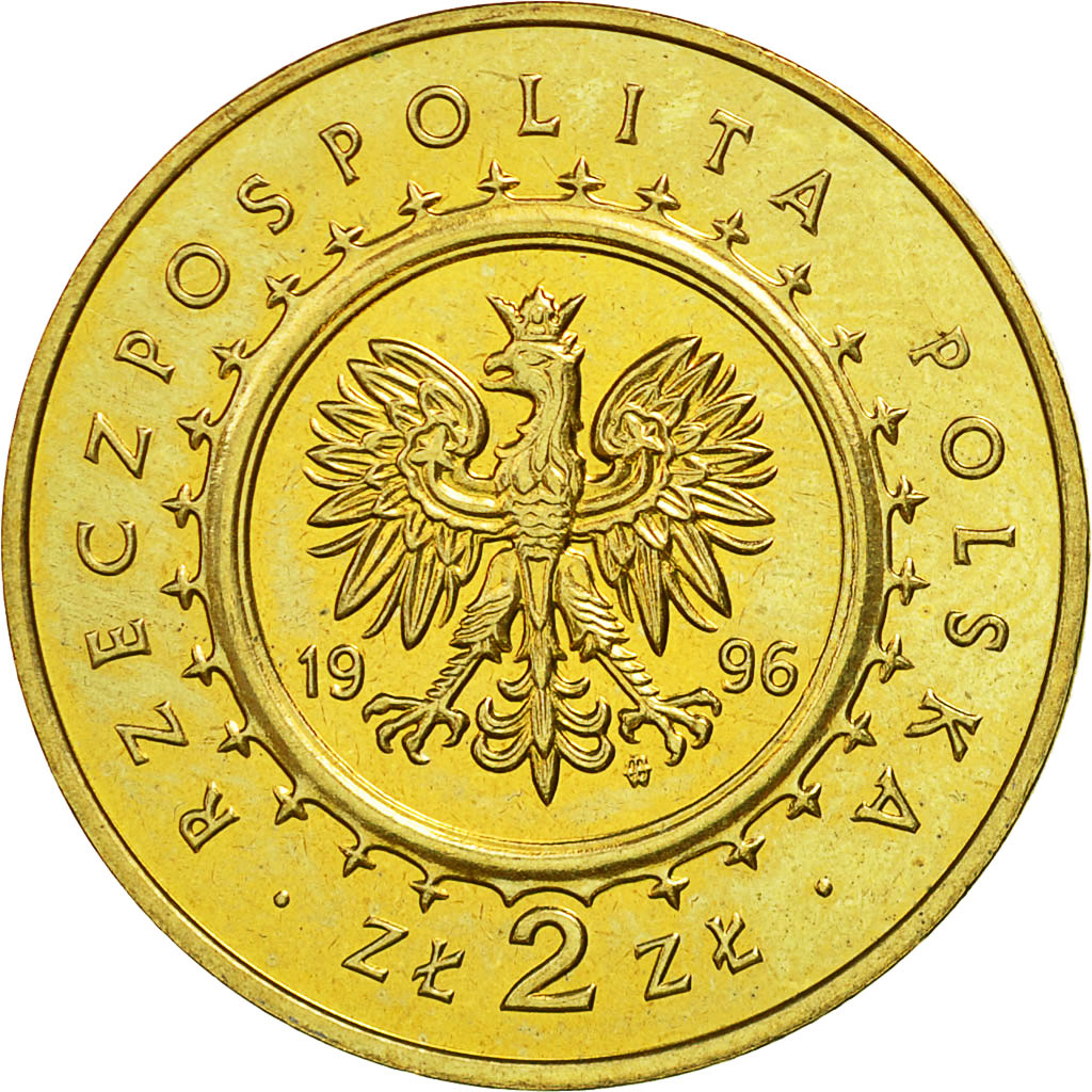 Coin, Poland, 2 Zlote, 1996, MS(63), Brass, KM:313