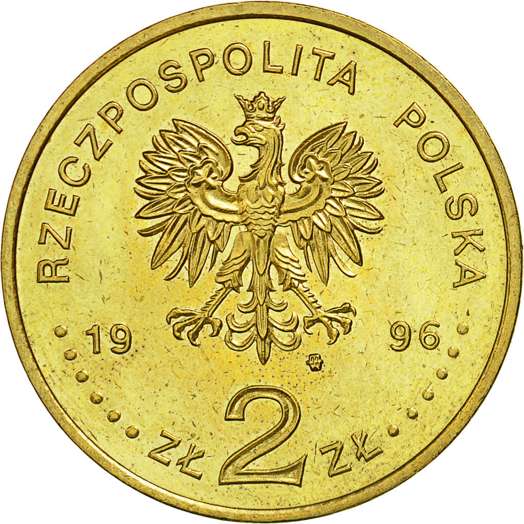 Poland, 2 Zlote, 1996, MS(63), Brass, KM:315
