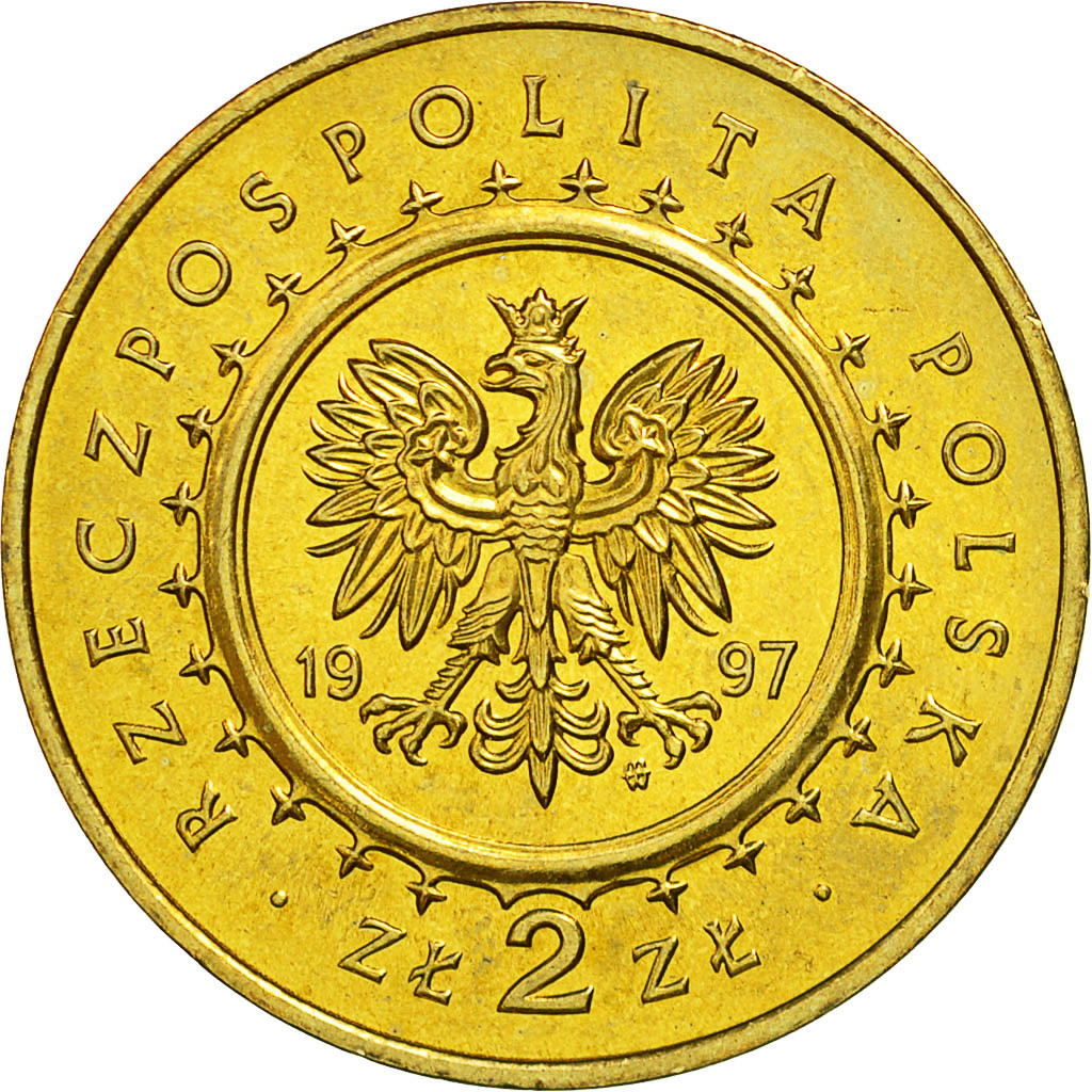 Coin, Poland, 2 Zlote, 1997, MS(63), Brass, KM:331