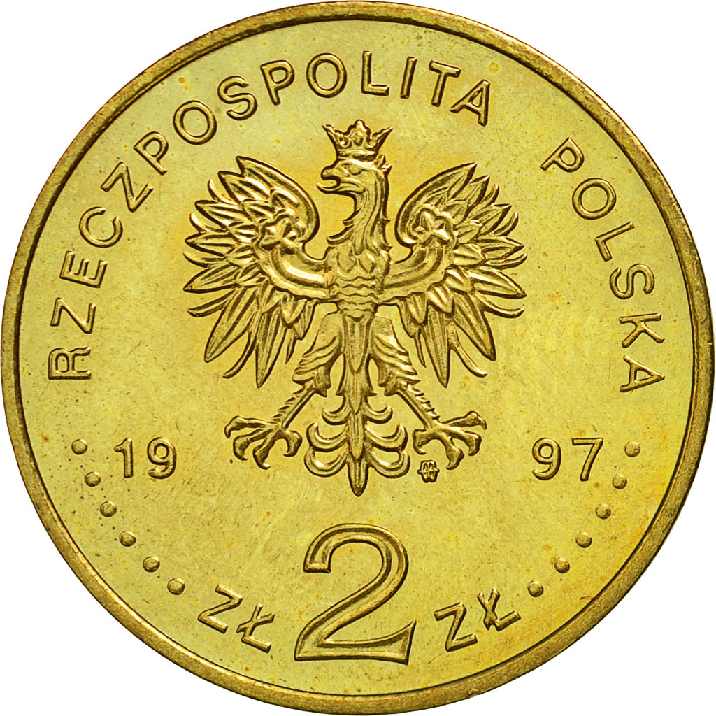 Coin, Poland, 2 Zlote, 1997, MS(63), Brass, KM:325