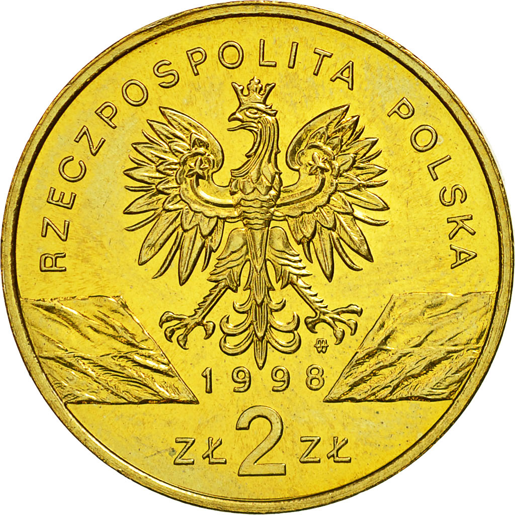 Poland, 2 Zlote, 1998, MS(63), Brass, KM:340