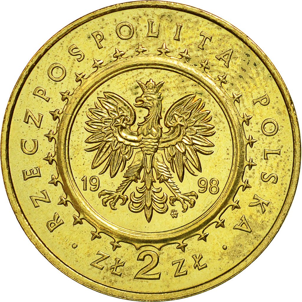 Coin, Poland, 2 Zlote, 1998, MS(63), Brass, KM:347