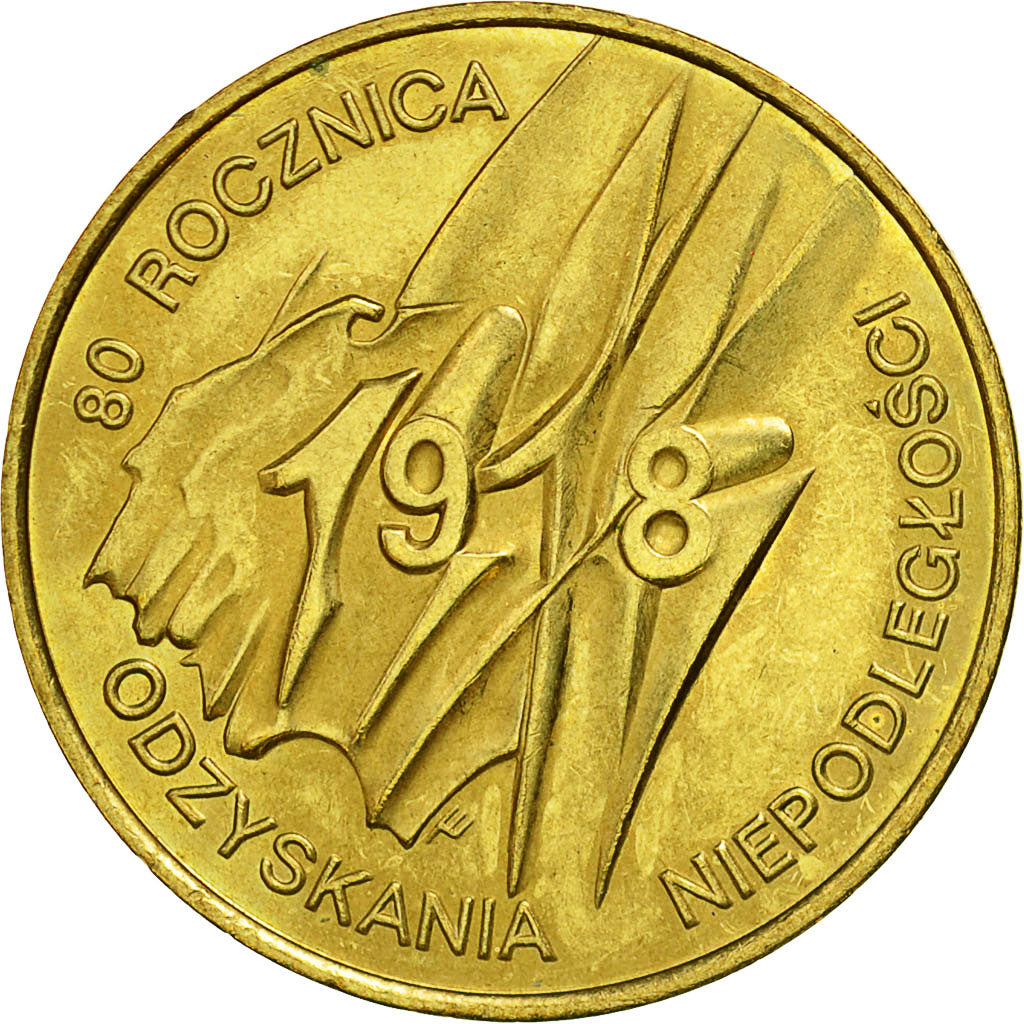 Coin, Poland, 2 Zlote, 1998, MS(63), Brass, KM:349