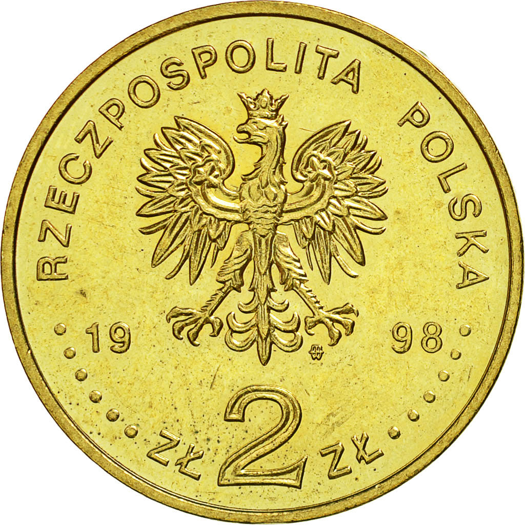 Coin, Poland, 2 Zlote, 1998, MS(63), Brass, KM:349