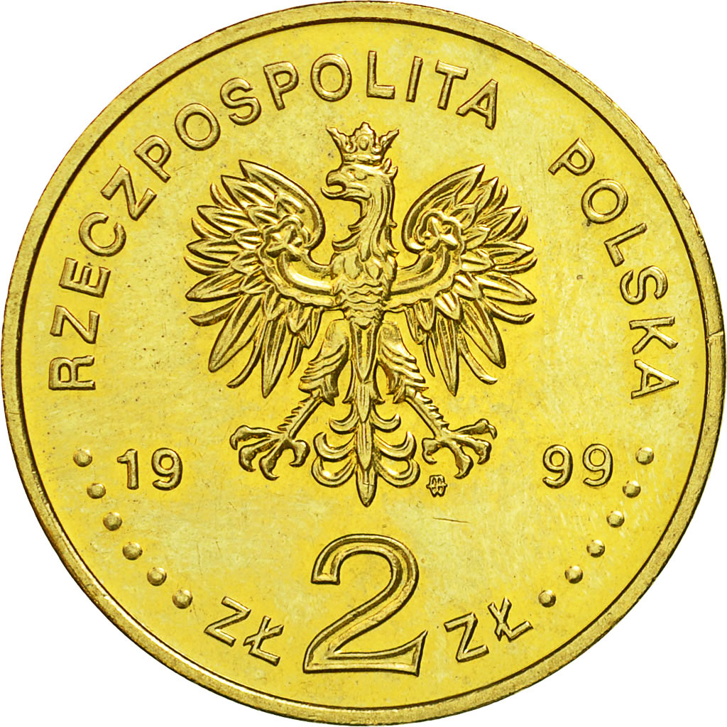 Coin, Poland, 2 Zlote, 1999, MS(63), Brass, KM:358
