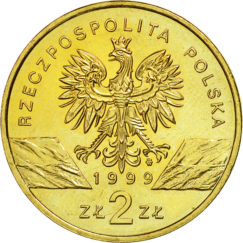 Poland, 2 Zlote, 1999, MS(63), Brass, KM:355