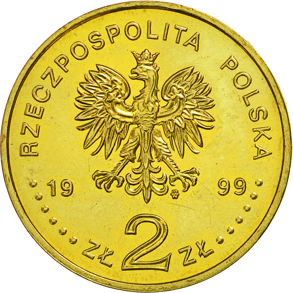 Coin, Poland, 2 Zlote, 1999, MS(63), Brass, KM:368