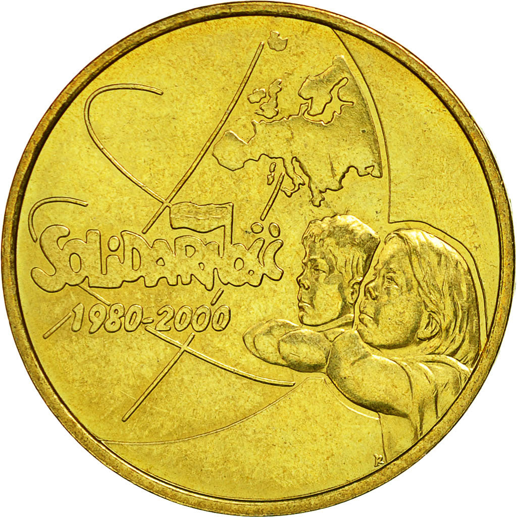 Poland, 2 Zlote, 2000, Warsaw, MS(63), Brass, KM:394