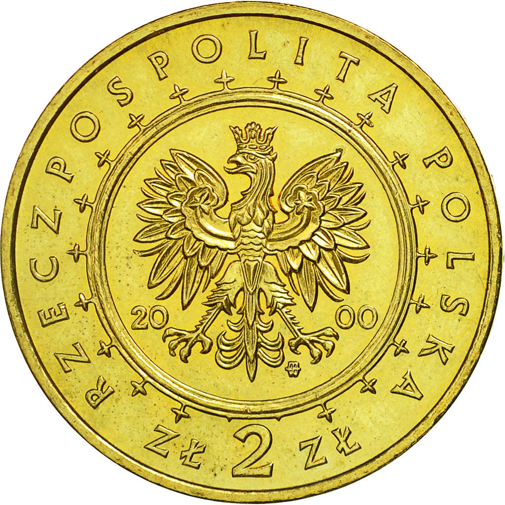 Coin, Poland, 2 Zlote, 2000, MS(63), Brass, KM:390