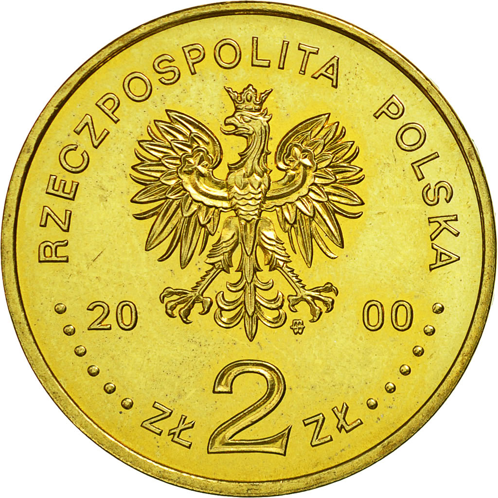 Coin, Poland, 2 Zlote, 2000, Warsaw, MS(63), Brass, KM:377