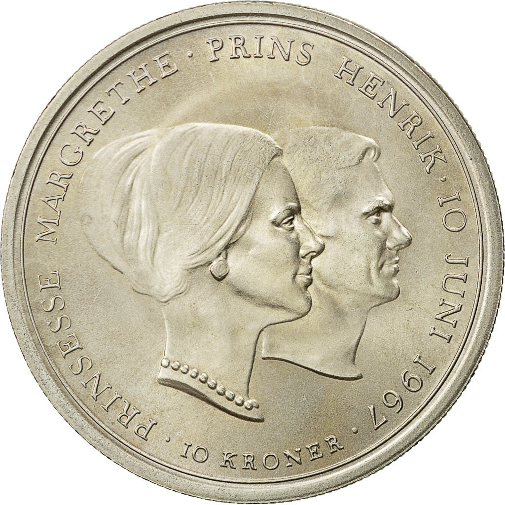 Moneta, Danimarca, Frederik IX, 10 Kroner, 1967, Copenhagen, SPL, Argento
