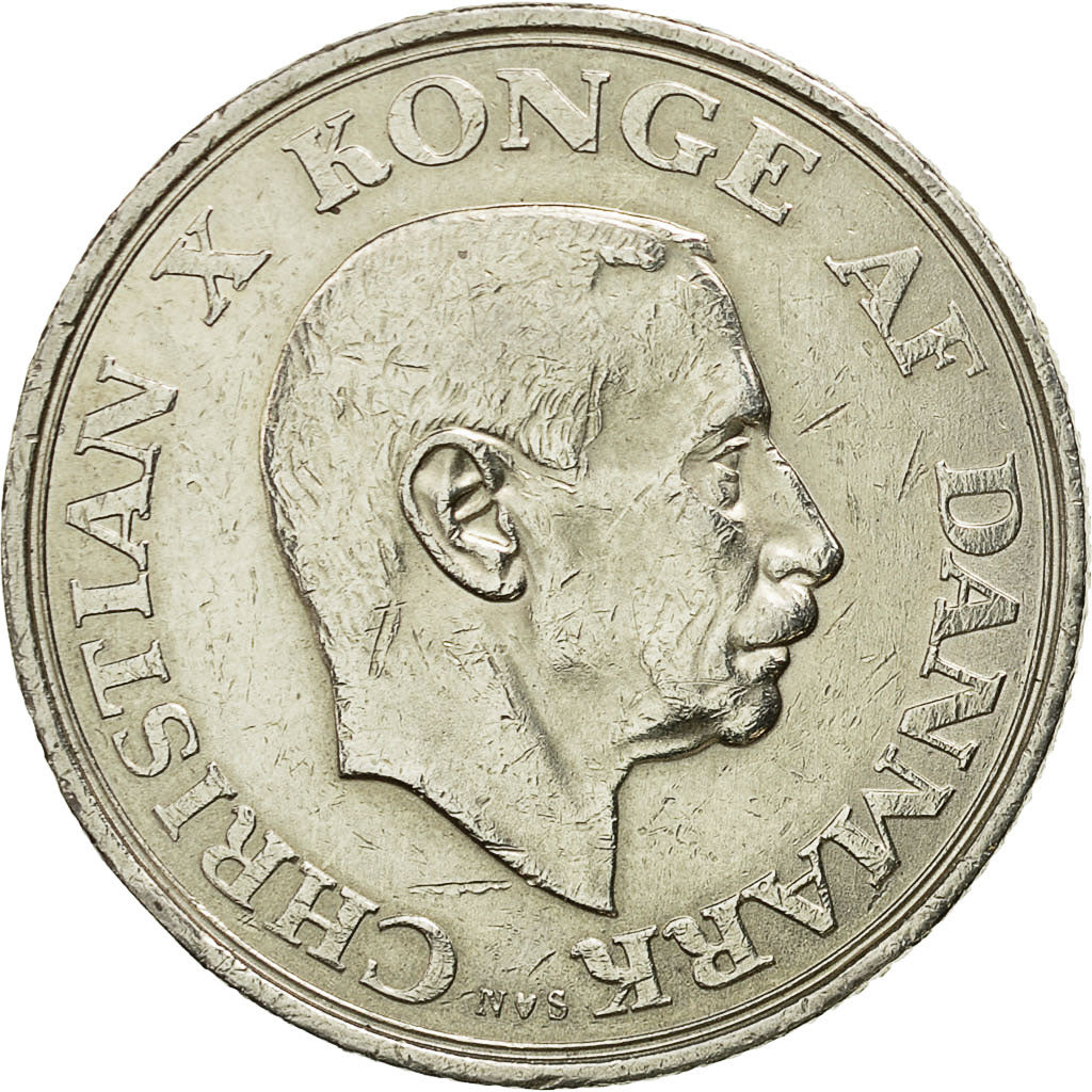 Coin, Denmark, Christian X, 2 Kroner, 1945, Copenhagen, AU(55-58), Silver