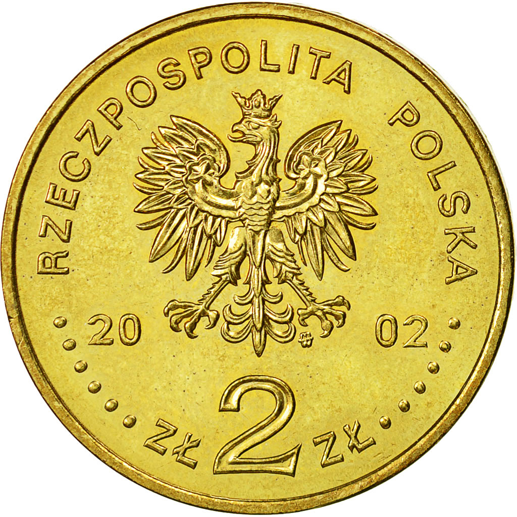 Coin, Poland, 2 Zlote, 2002, Warsaw, AU(55-58), Brass, KM:431