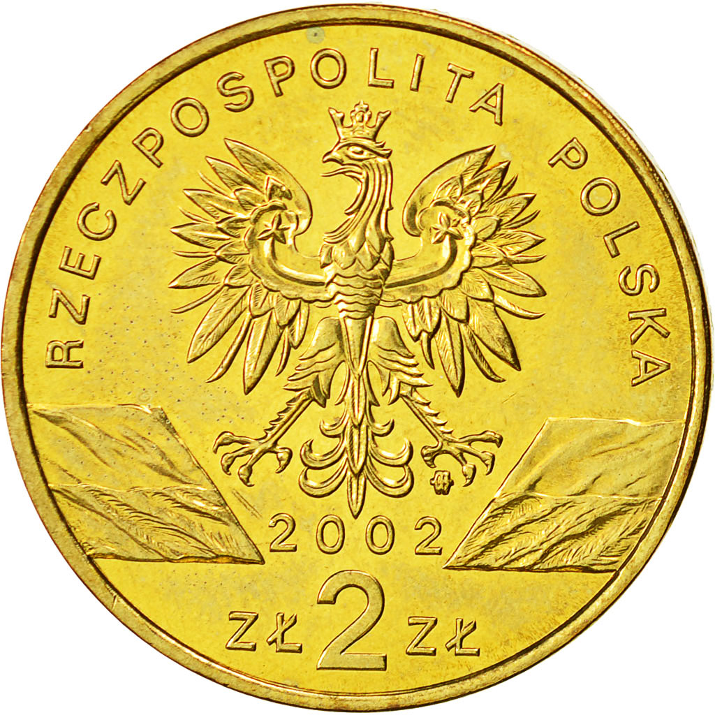Coin, Poland, 2 Zlote, 2002, Warsaw, AU(55-58), Brass, KM:427