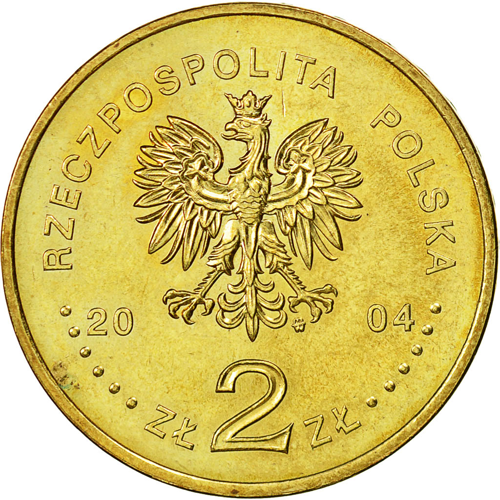 Coin, Poland, 2 Zlote, 2004, Warsaw, AU(55-58), Brass, KM:479
