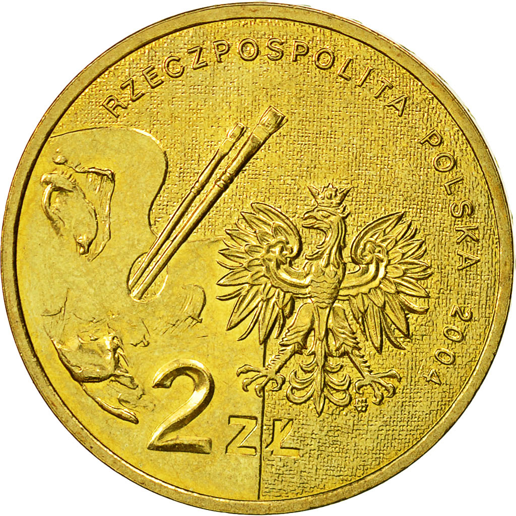 Coin, Poland, 2 Zlote, 2004, Warsaw, AU(55-58), Brass, KM:512