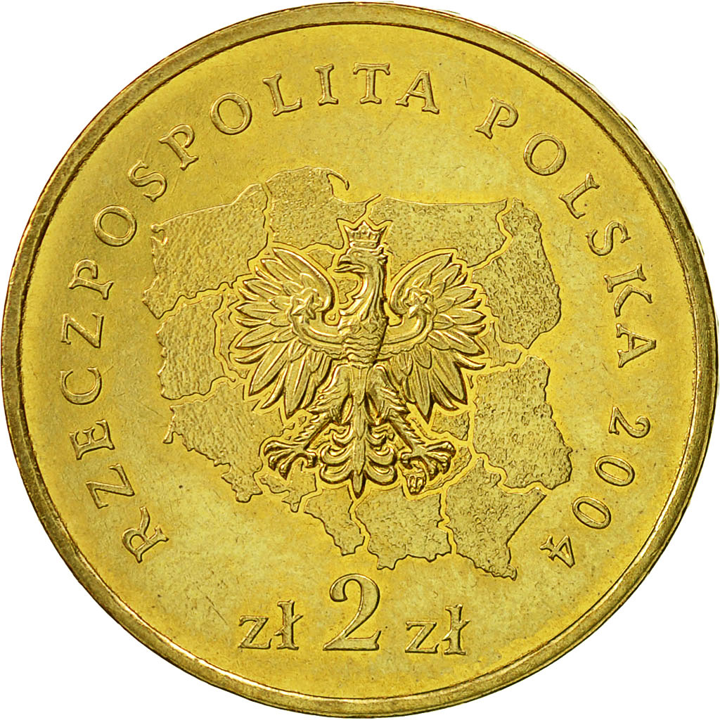 Coin, Poland, 2 Zlote, 2004, Warsaw, AU(55-58), Brass, KM:492