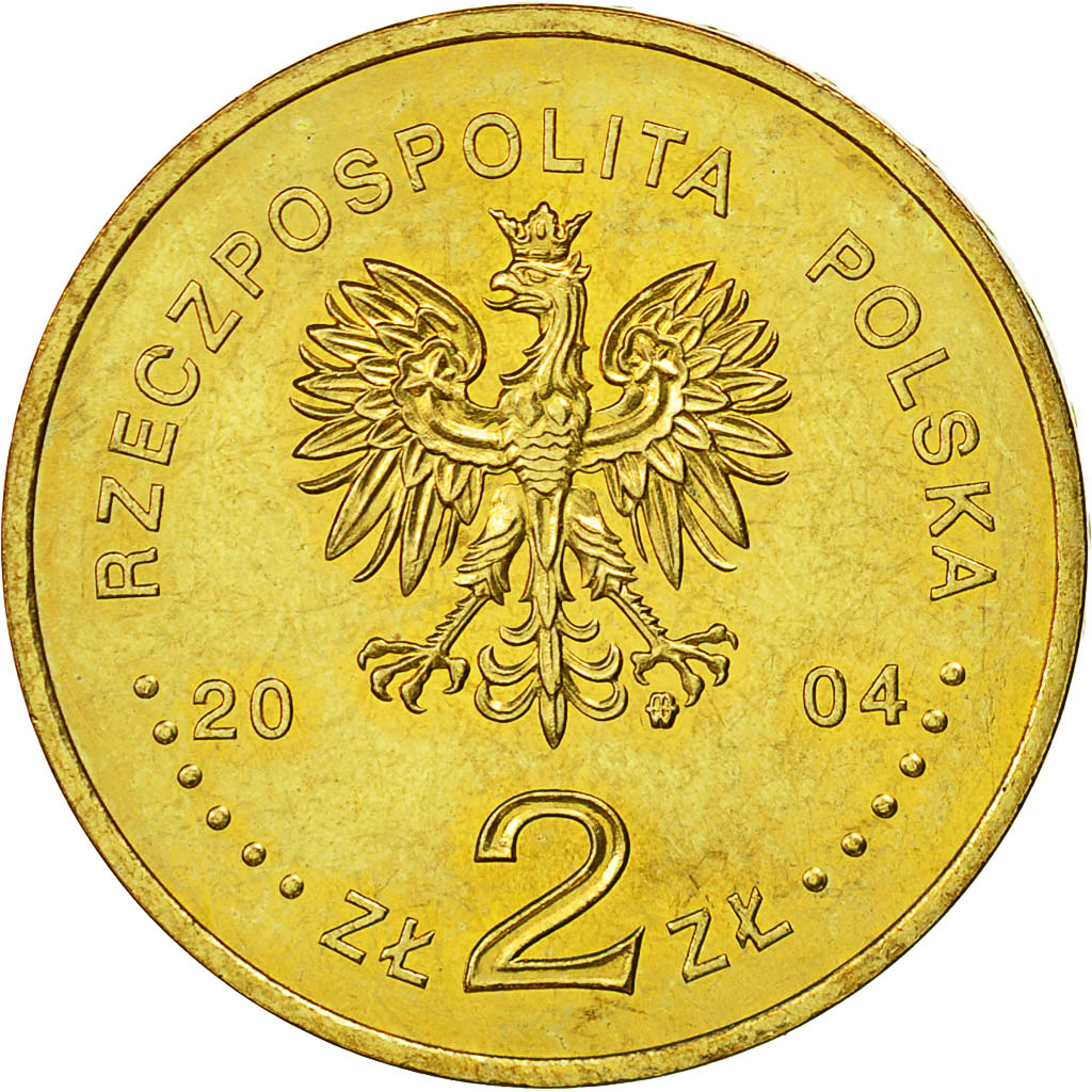 Münze, Polen, 2 Zlote, 2004, Warsaw, VZ, Messing, KM:496