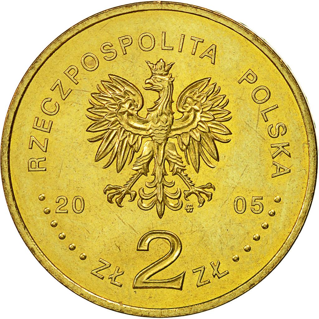 Coin, Poland, 2 Zlote, 2005, Warsaw, AU(55-58), Brass, KM:521