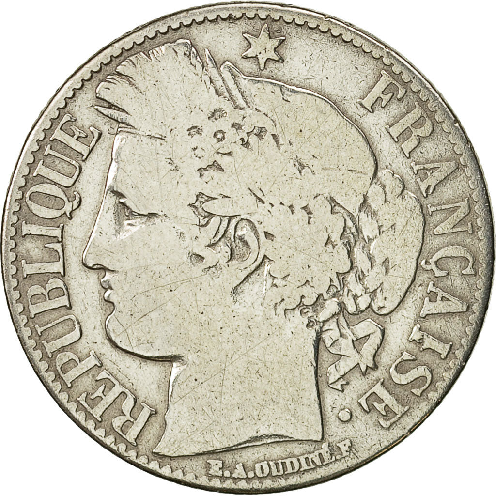 France, Cérès, Franc, 1872, Paris, F(12-15), Silver, KM:822.1, Gadoury:465a