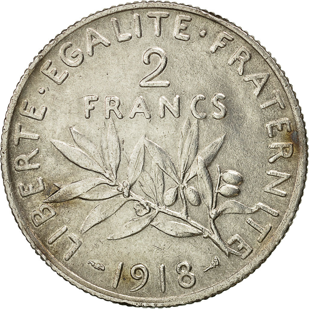 Frankreich, Semeuse, 2 Francs, 1918, Paris, SS+, Silber, KM:845.1, Gadoury:532