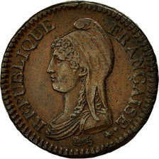 Moneta, Francja, Dupré, 2 Décimes, 1795, Paris, AU(50-53), Bronze, KM:638.1