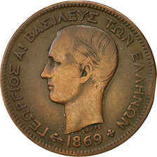 Moneta, Grecia, George I, 5 Lepta, 1869, Strassburg, BB, Rame, KM:42