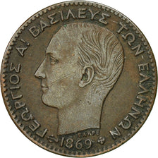 Greece, George I, Lepton, 1869, Strassburg, EF(40-45), Copper, KM:40