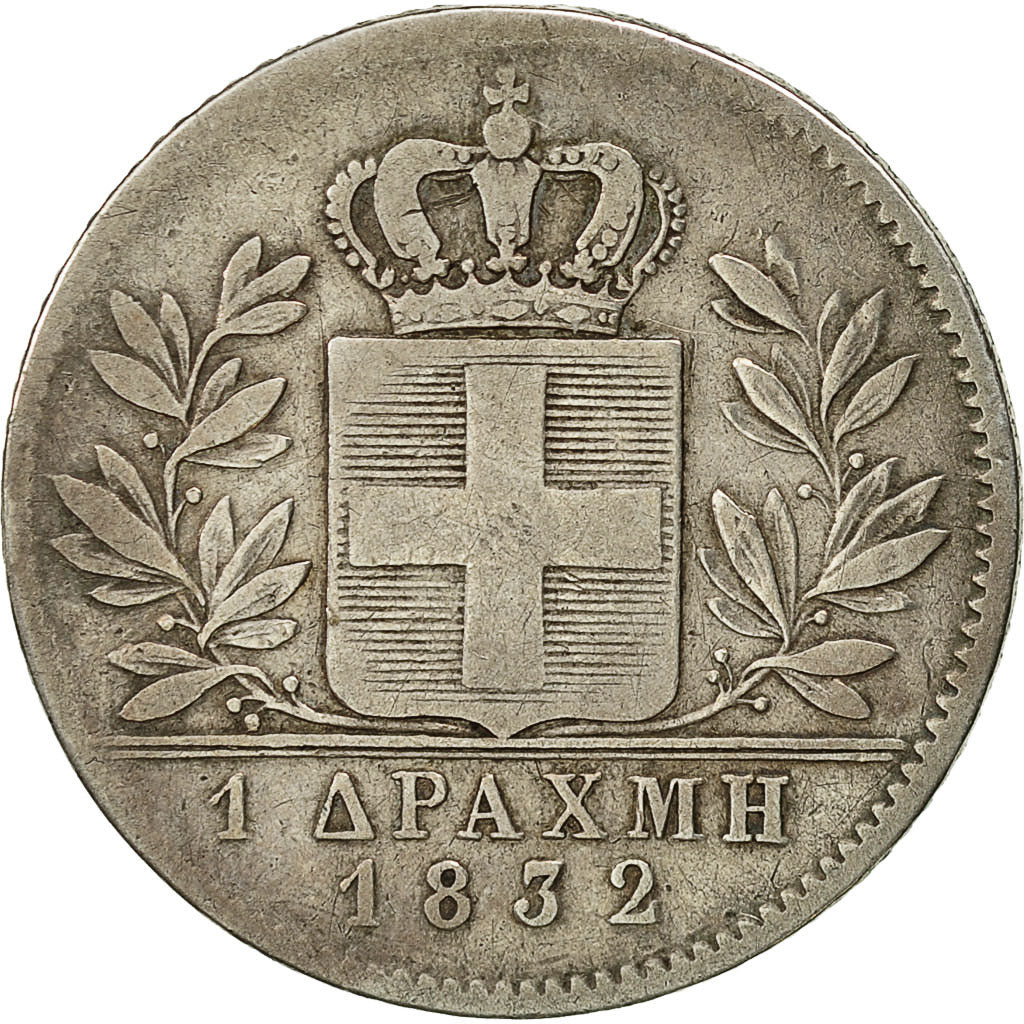 Moneda, Grecia, Othon, Drachma, 1832, BC+, Plata, KM:15