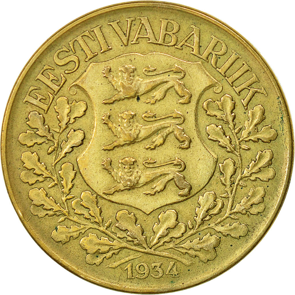 Estonia, Kroon, 1934, EF(40-45), Aluminum-Bronze, KM:16