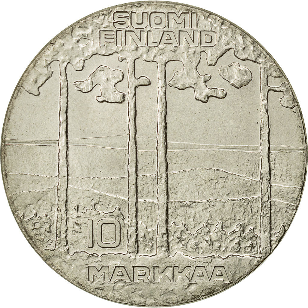 Coin, Finland, 10 Markkaa, 1975, AU(55-58), Silver, KM:54