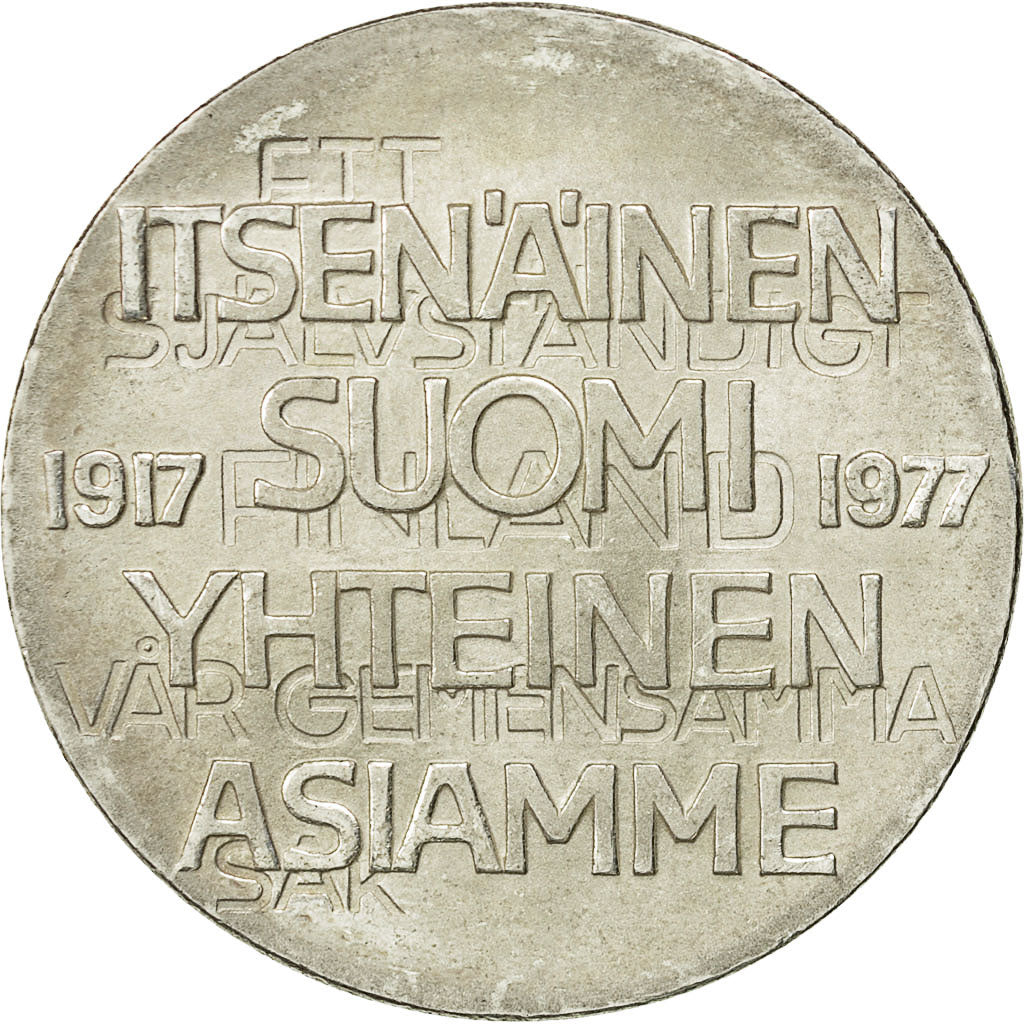 Coin, Finland, 10 Markkaa, 1977, AU(55-58), Silver, KM:55