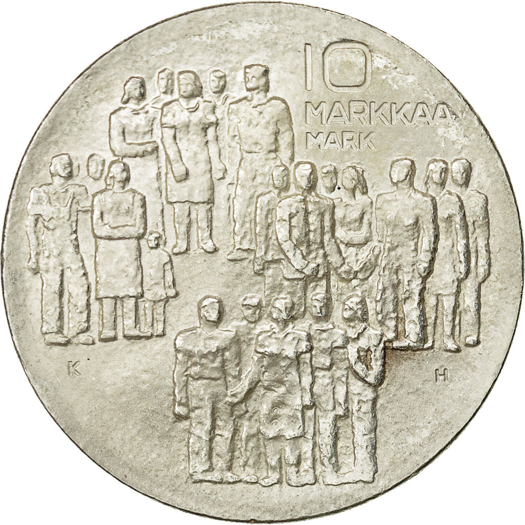 Coin, Finland, 10 Markkaa, 1977, AU(55-58), Silver, KM:55