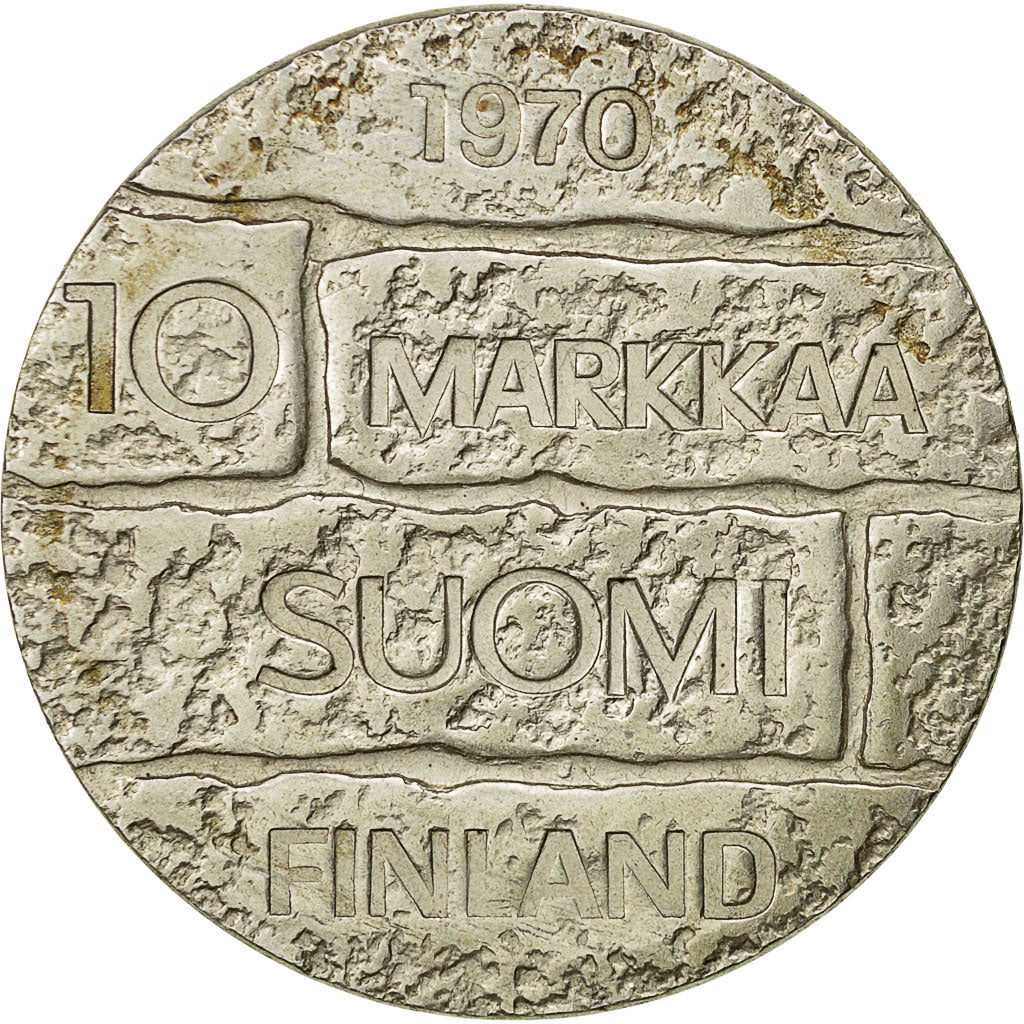 Finland, 10 Markkaa, 1970, AU(50-53), Silver, KM:51