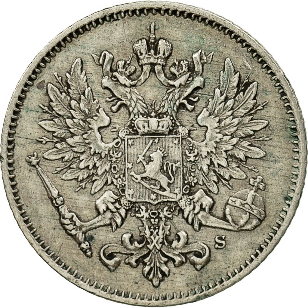 Finland, Nicholas II, 25 Penniä, 1913, AU(50-53), Silver, KM:6.2
