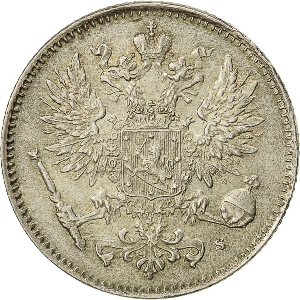 Finland, Nicholas II, 50 Penniä, 1916, AU(50-53), Silver, KM:2.2
