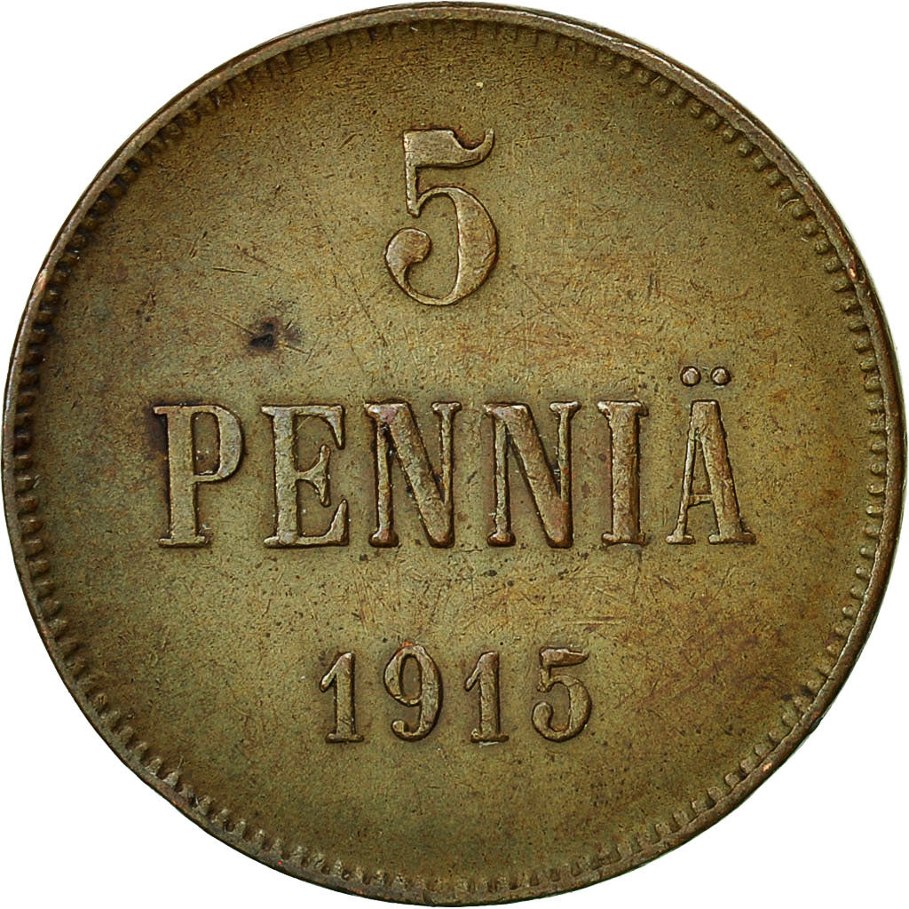 Coin, Finland, Nicholas II, 5 Pennia, 1915, AU(50-53), Copper, KM:15