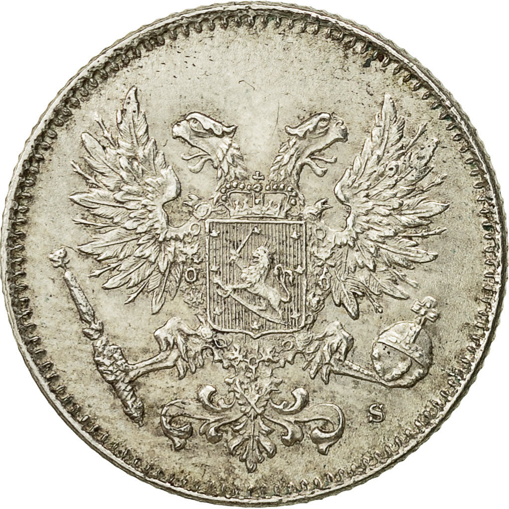 Finland, Nicholas II, 50 Penniä, 1917, AU(55-58), Silver, KM:2.2