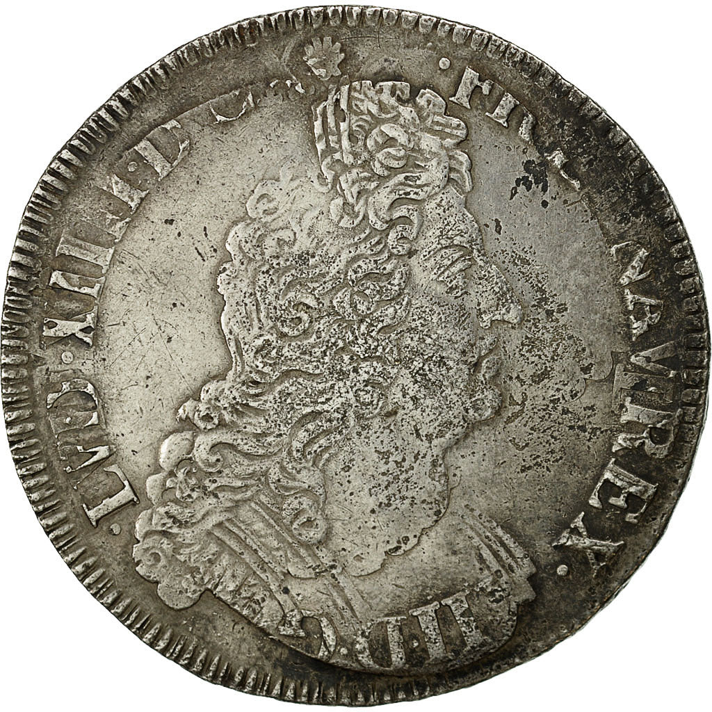 Moneda, Francia, Louis XIV, Écu aux 8 L 2e type, Ecu, 1704, Tours, BC+, Plata