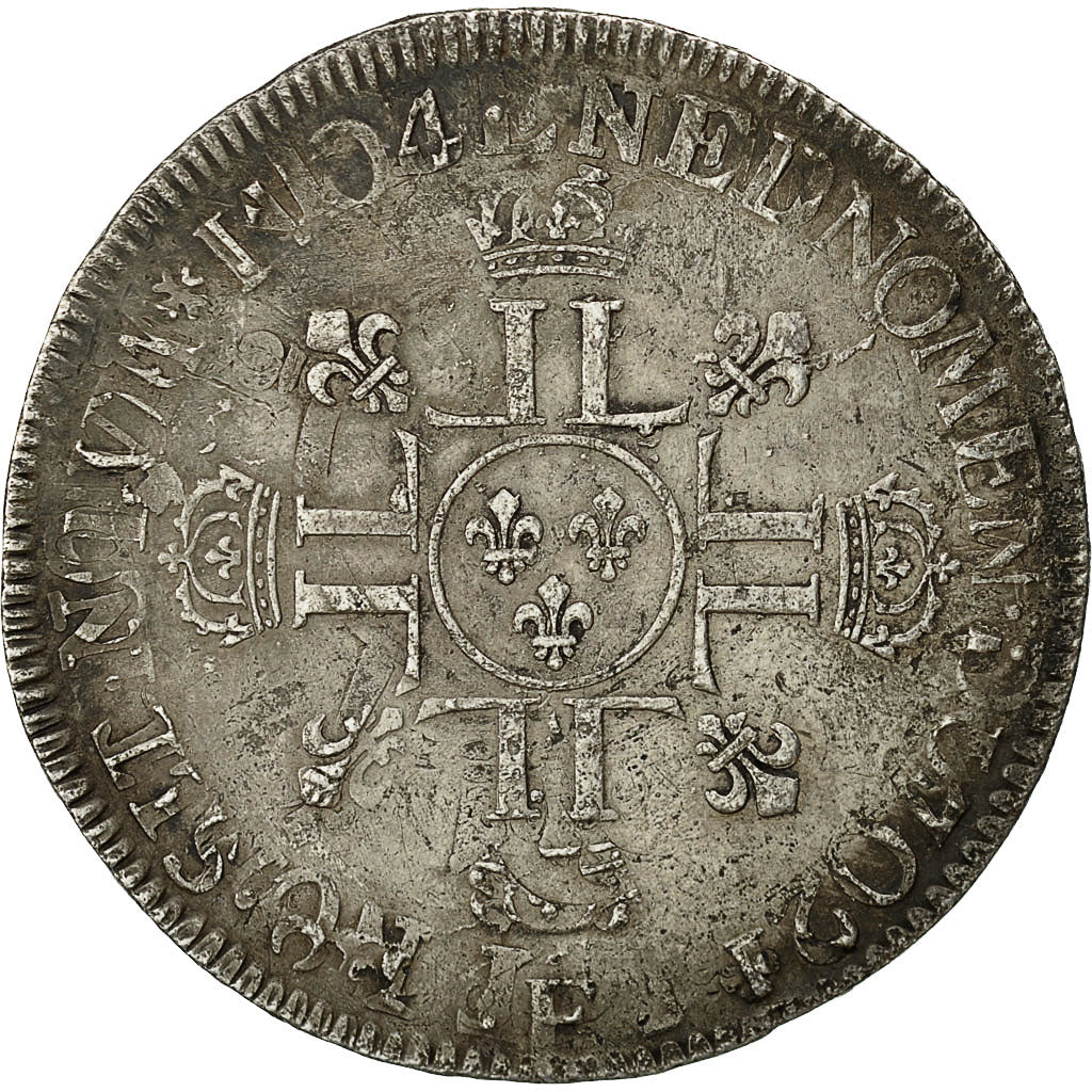 Moneda, Francia, Louis XIV, Écu aux 8 L 2e type, Ecu, 1704, Tours, BC+, Plata