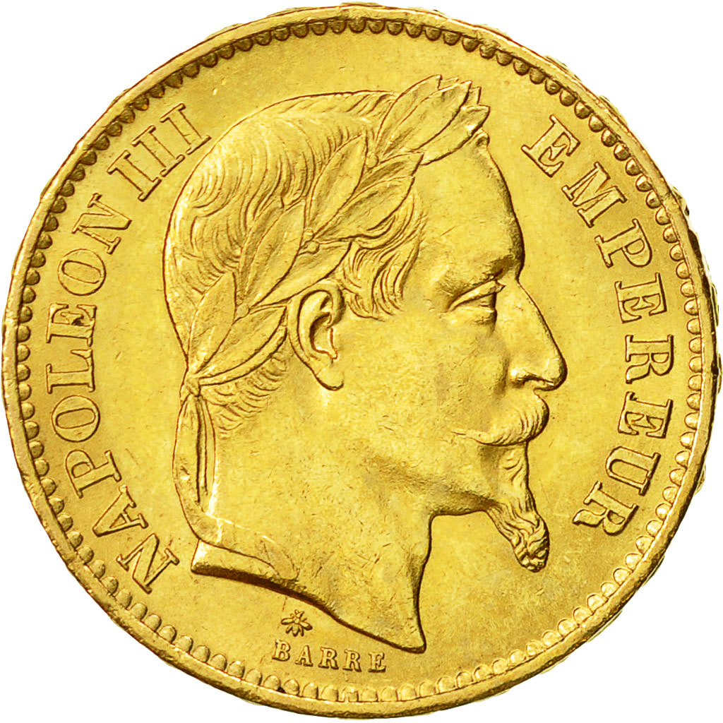 Moneta, Francia, Napoleon III, Napoléon III, 20 Francs, 1867, Paris, BB+, Oro