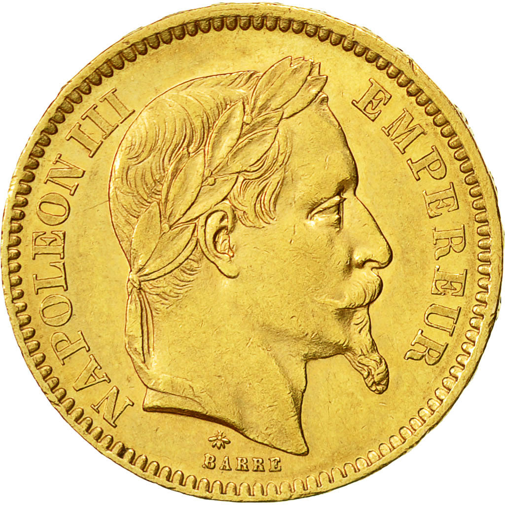 France, Napoleon III, 20 Francs, 1865, Paris, EF(40-45), Gold, KM 801.1