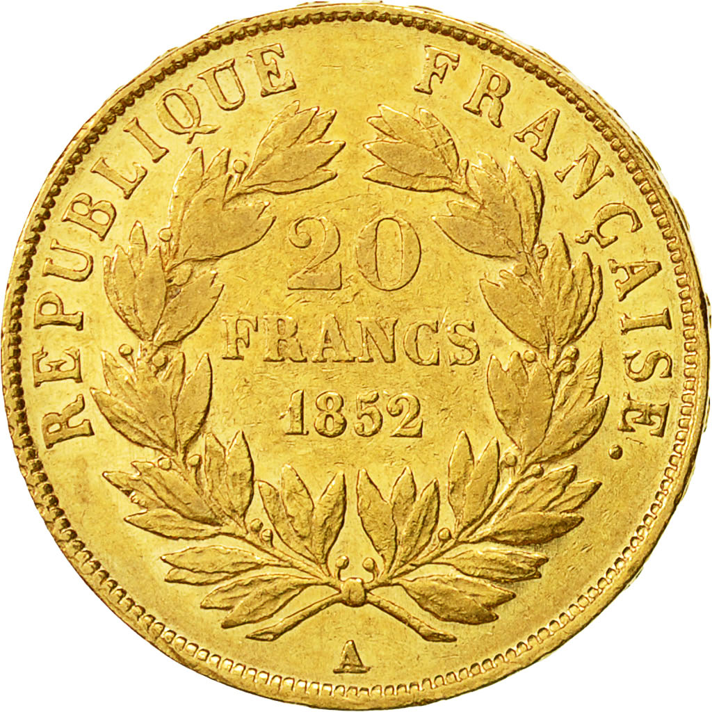 Coin, France, Napoleon III, Napoléon III, 20 Francs, 1852, Paris, AU(50-53)