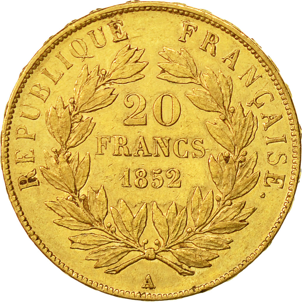 Coin, France, Napoleon III, Napoléon III, 20 Francs, 1852, Paris, AU(50-53)