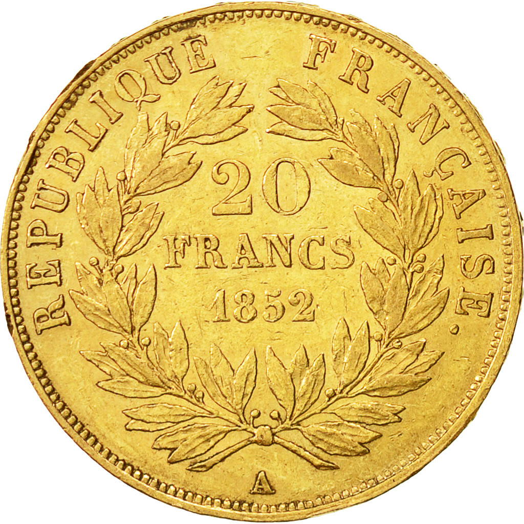 Coin, France, Napoleon III, Napoléon III, 20 Francs, 1852, Paris, AU(50-53)