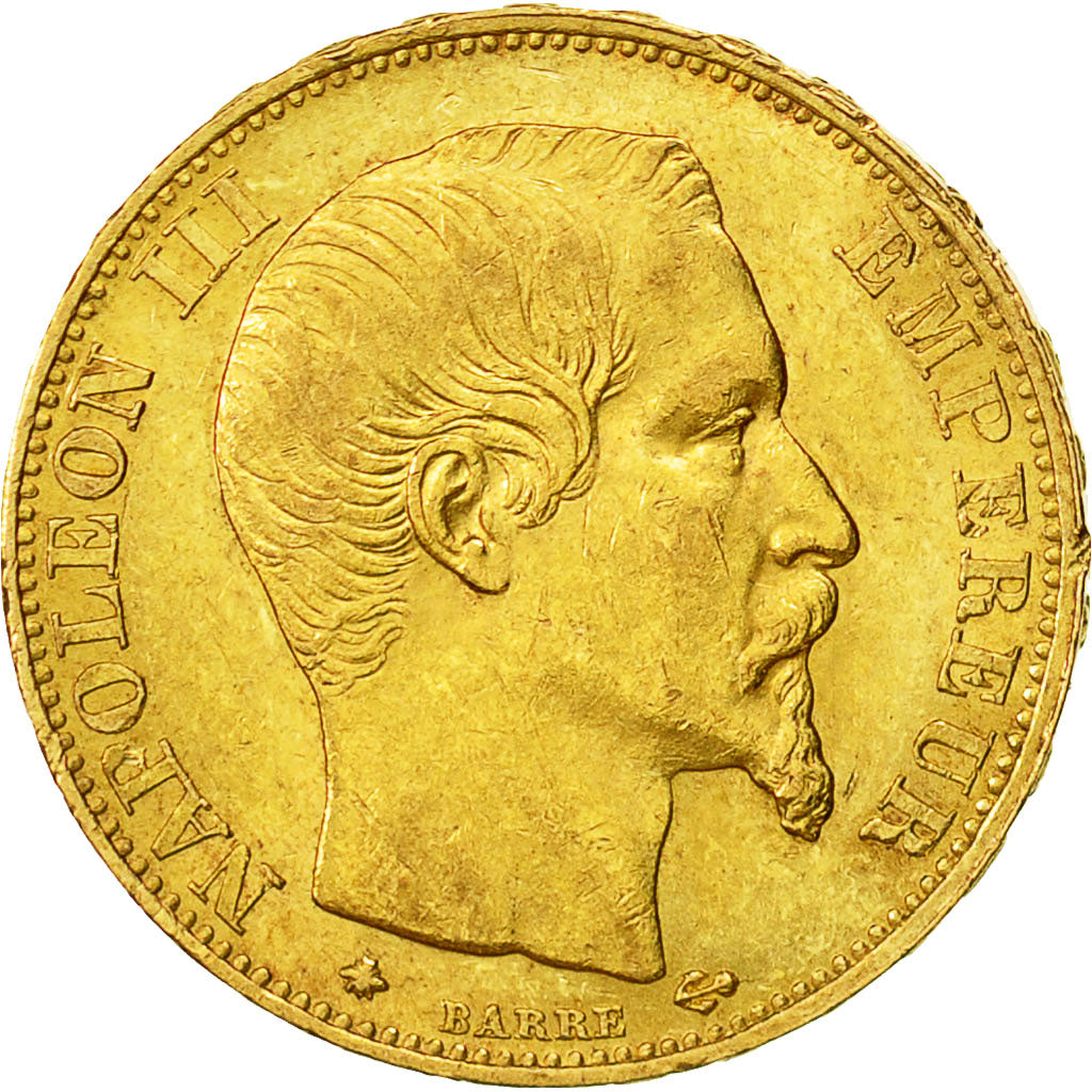 Moneta, Francia, Napoleon III, Napoléon III, 20 Francs, 1859, Strasbourg, BB+