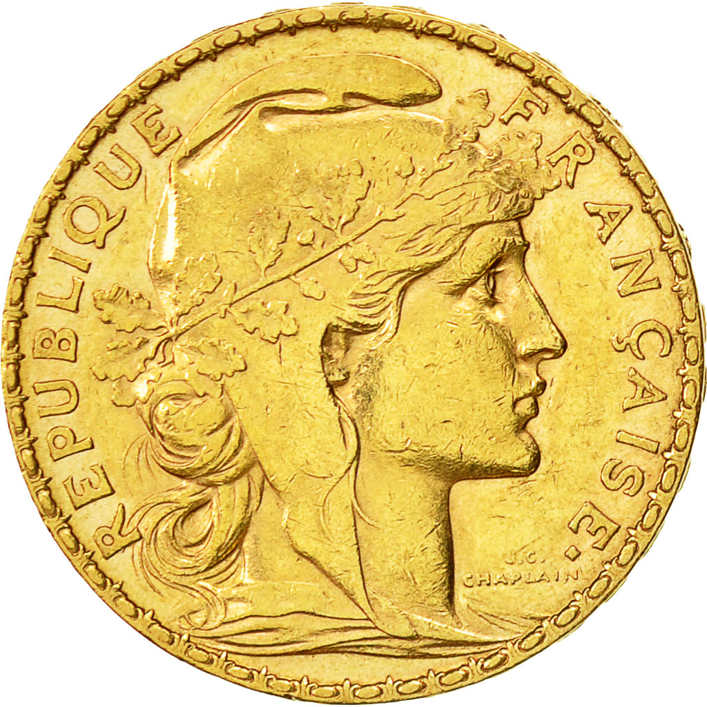 France, Marianne, 20 Francs, 1904, Paris, AU(55-58), Gold, KM:847, Gadoury:1064
