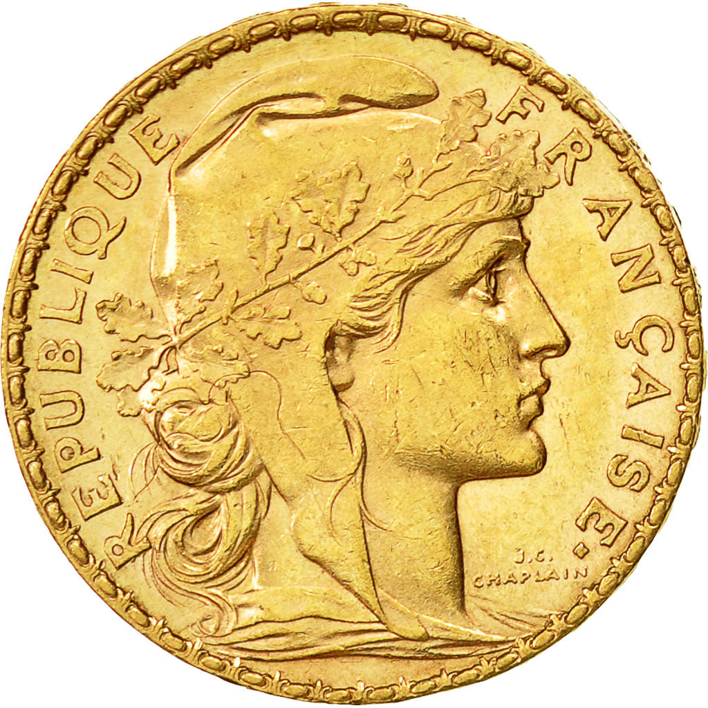 France, Marianne, 20 Francs, 1905, Paris, AU(55-58), Gold, KM:847, Gadoury:1064