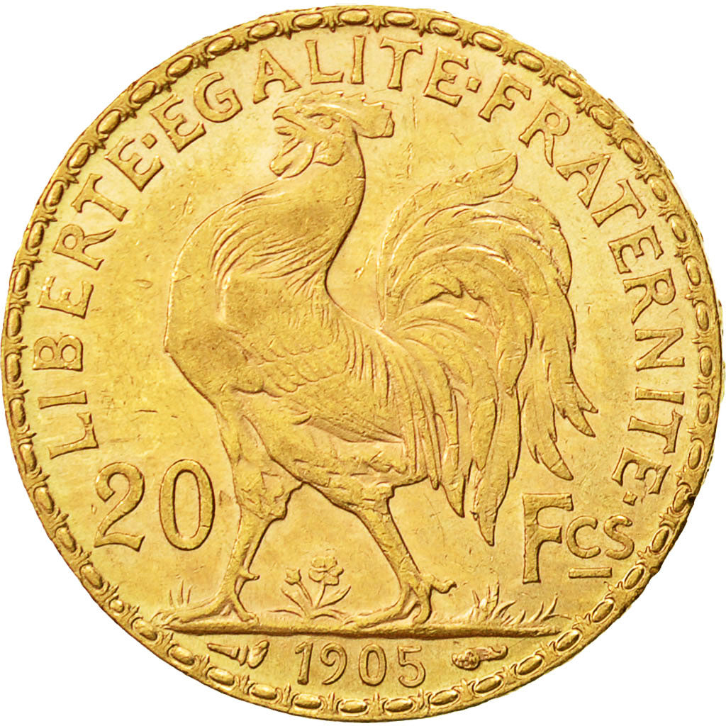 France, Marianne, 20 Francs, 1905, Paris, AU(55-58), Gold, KM:847, Gadoury:1064